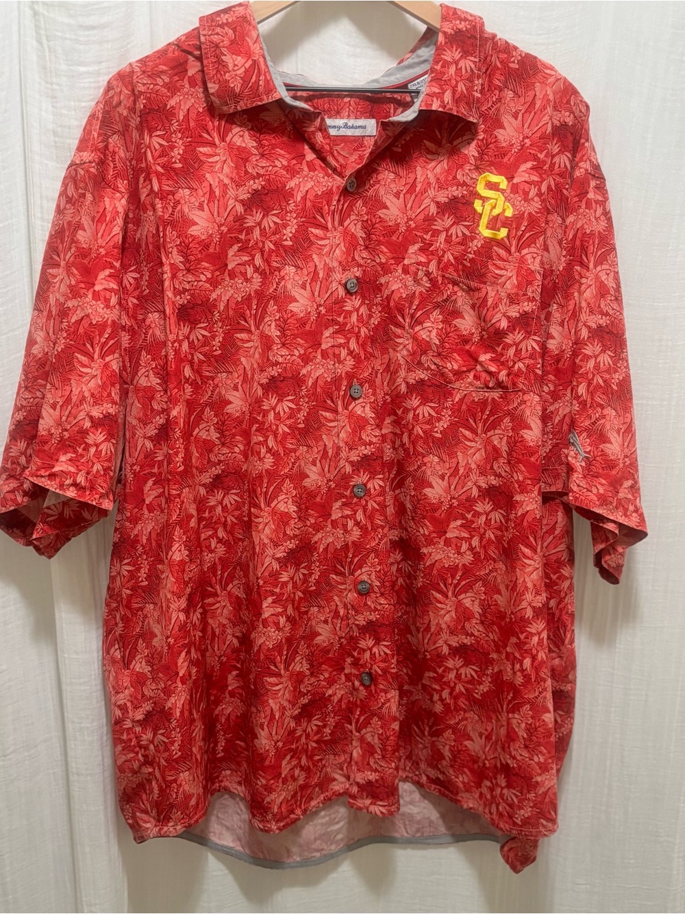 Tommy Bahama USC Trojans Sport Jungle Shade Button-Up Camp Shirt. 2X XXL